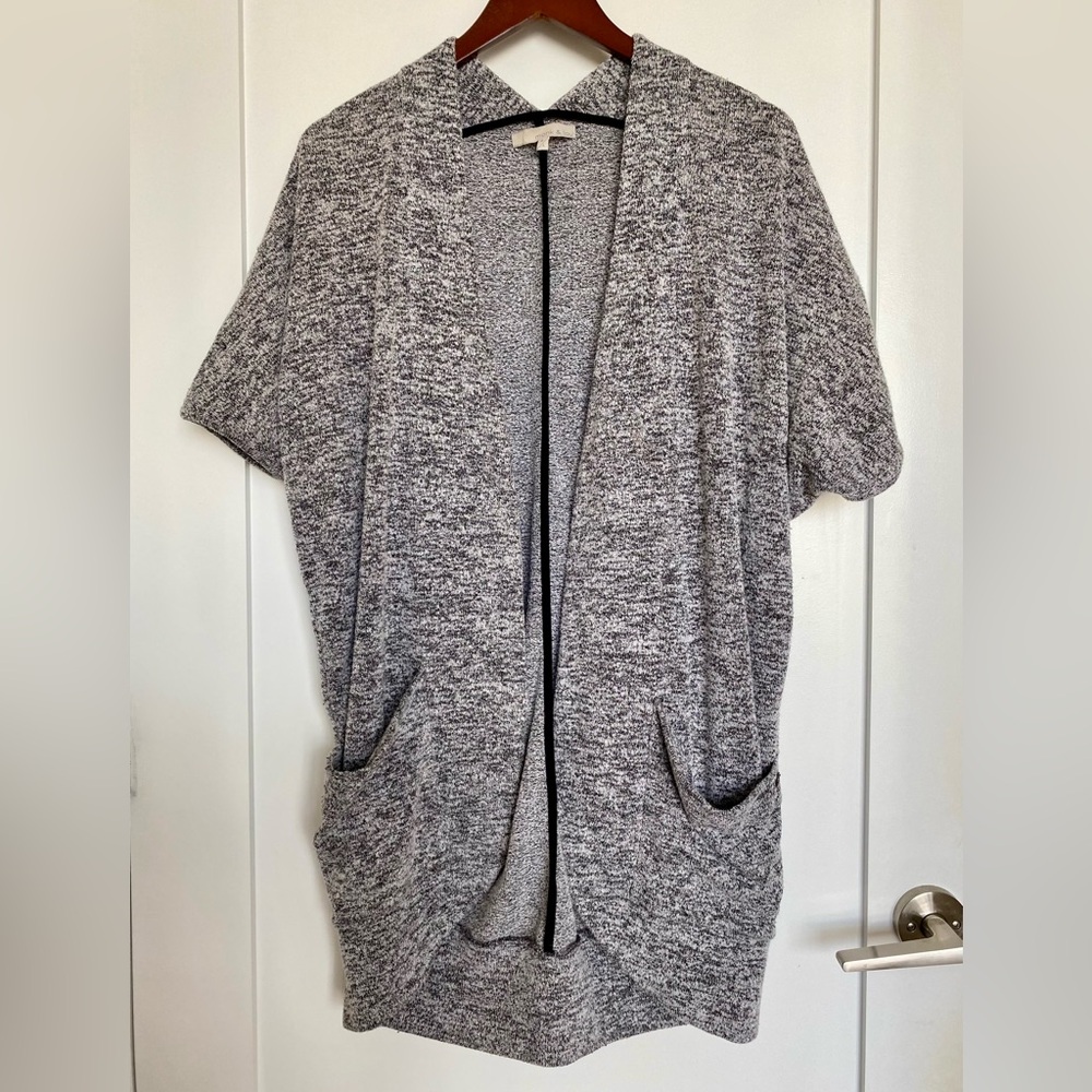 MONK & LOU Gray Short Sleeved Long Cardigan